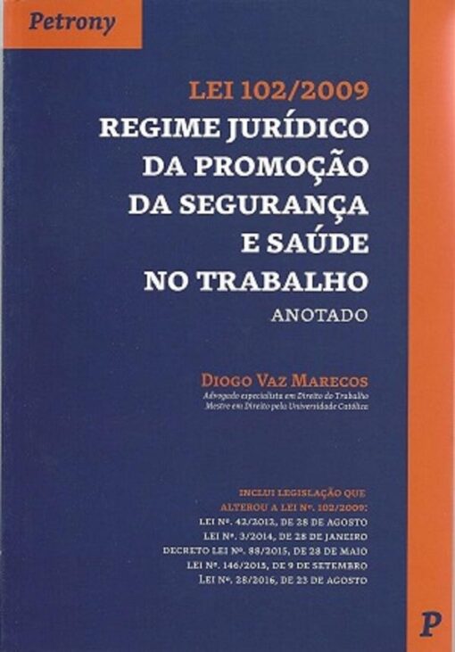 capa do livro Regime Jurídico da Promoção da Segurança e Saúde no Trabalho