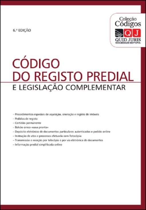 capa do livro Código do Registo Predial e legislação complementar 6ª