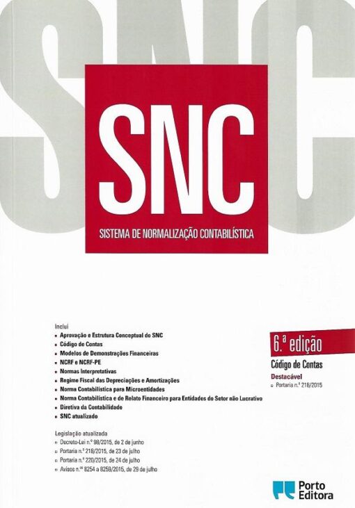 capa do livro SNC Sistema de Normalização Contabilística