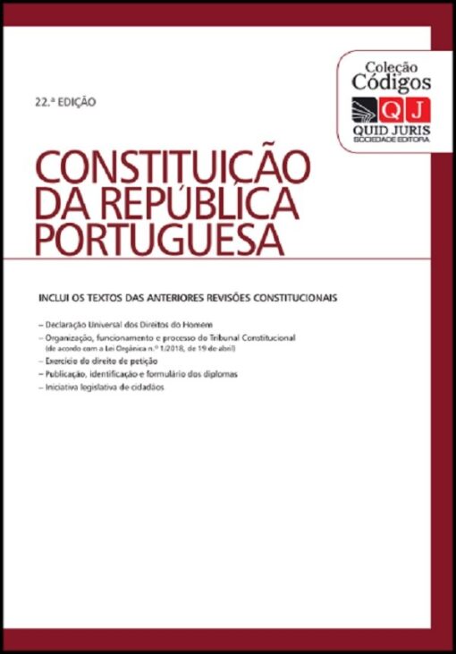 Capa Constituição da república poertuguesa 22ªEdição