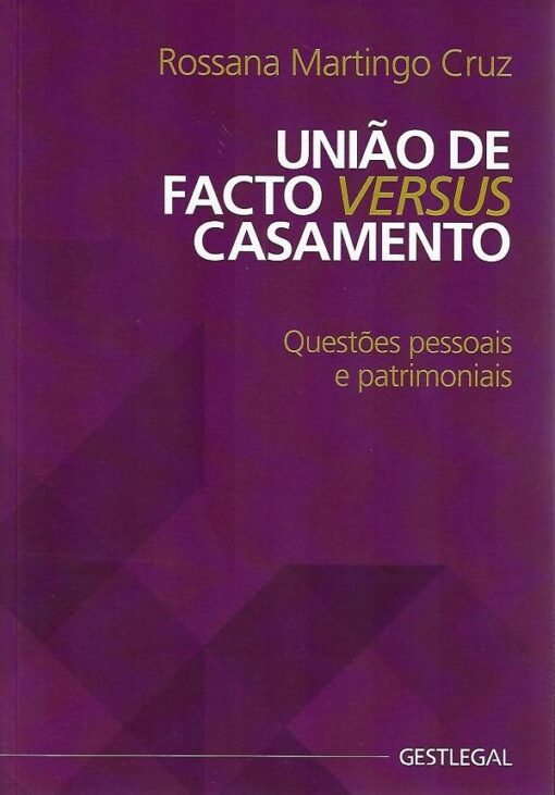 capa do livro união de facto versus casamento